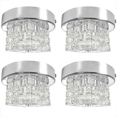 Imagem de Kit 4 Spot Cristal Quadrado Sobrepor Plafon Lavabo G9 Bet45 - Acienda