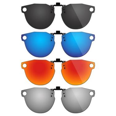 Imagem de Fiskr Óculos de sol polarizados clip-on com proteção UV antirreflexo para Oakley Meta HSTN O8002 51 mm - ajuste compacto - preto clássico e prata metálico e azul gelo e vermelho fogo