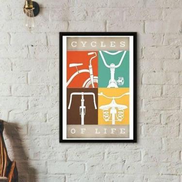 Imagem de Quadro Decorativo Bike Cycles Of Life 45X34Cm Moldura Preta