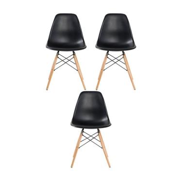 Imagem de Kit 3 Cadeira Sala E Cozinha Preto