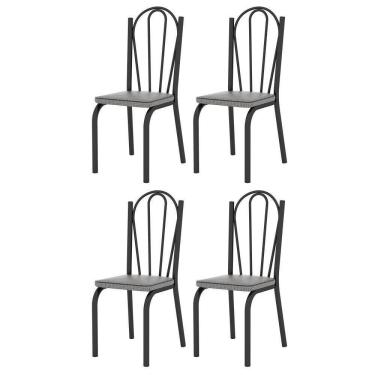 Imagem de Kit 4 Cadeiras 121 Europa Preto/platina - Artefamol