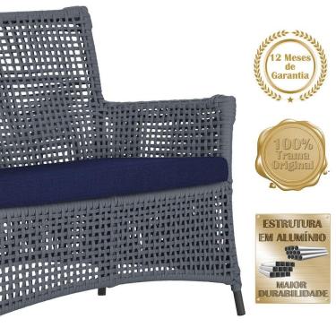Imagem de 1 Sofá E Mesa Igapó Alumínio Preta Corda Náutica E10 Trama Prata