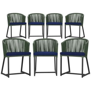 Imagem de 7 Cadeiras De Jantar área Noronha Preta E10 Trama  Verde
