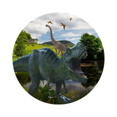 Imagem de Painel de Lona Redondo Dinossauros - Fabrika de Festa, 100x100cm