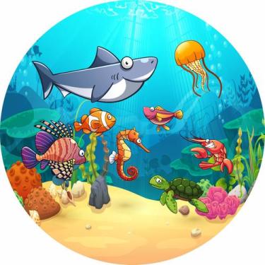 Imagem de Painel de Lona Redondo Fundo do Mar Festa Marinha - Fabrika De festa, 