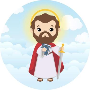 Imagem de Painel de Lona Redondo Religioso São Paulo - Fabrika De Festa, 140x140