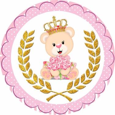 Imagem de Painel de Lona Redondo Ursinha Princesa - Fabrika De festa, 160x160cm