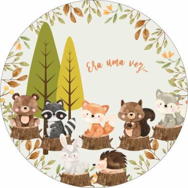 Imagem de Painel de Tecido Sublimado Redondo animais aquarela era uma vez C/Elás