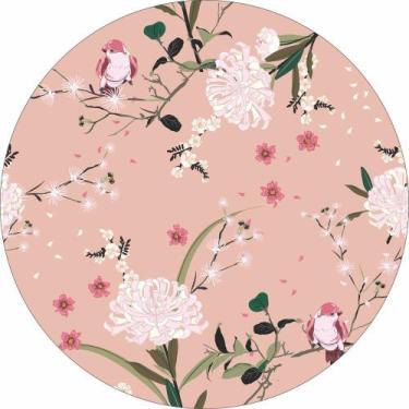 Imagem de Painel de Lona Redondo Pássaros e Flores - Fabrika de Festa, 170x170cm