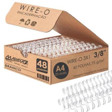 Imagem de Wire-o para Encadernação 3X1 A4 Branco 3/8 para 60fls 48un - Marpax