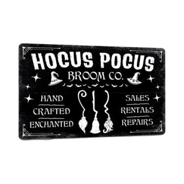 Imagem de Placa Vintage De Metal Para Cafeteria Com Tema De Café Da Bruxa Assust