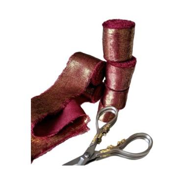 Imagem de Fita De Renda Iridescente Em Chiffon De Seda Com Borda Aramada Para De