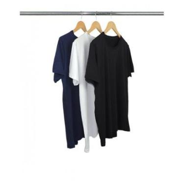 Imagem de Kit Sortido 3 Camisetas Masculinas de Algodão Premium Básica Lisa-Masculino