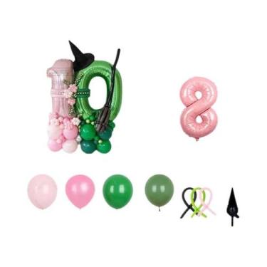 Imagem de Balões De Aniversário Rosa E Verde De 32 Polegadas, 51 Peças, Decoraçã