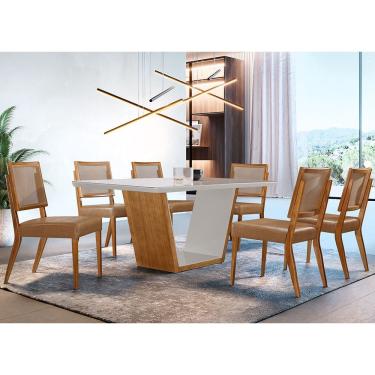 Imagem de Sala de Jantar Luna 180CM 6 Cadeiras Aila Moderna