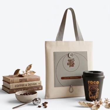 Imagem de Kit Ecobag Café com Deus Pai 2026 Oficial + Copo de Café 250 ml