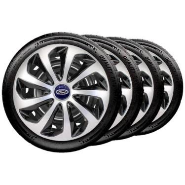 Imagem de Jogo Calotas 15 Velox Black Silver Ford Ka Fiesta Focus Escort - Elitt