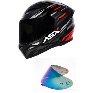 Imagem de Capacete Asx City Arrow Preto Grafite e Vermelho Mais Viseira Camaleão