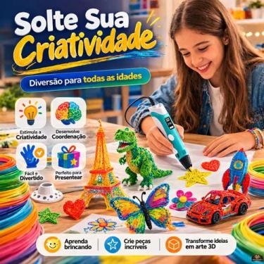 Imagem de Caneta 3d Infantil Lcd Desenho 3d Pla Abs Filamento 1,75mm C - Aline