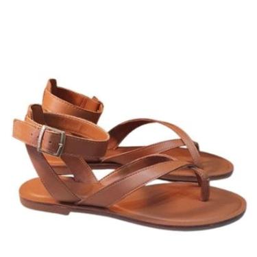 Imagem de Sandália Rasteira Fivelas Moda Cravo e Canela - Caramelo-Feminino