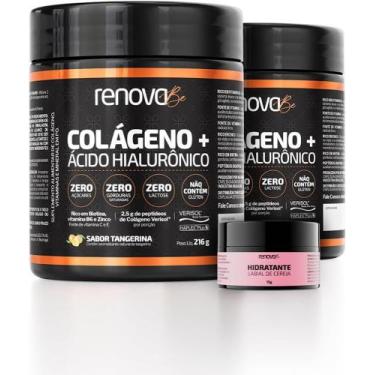Imagem de Colágeno E Ácido Hialurônico 2 Potes Renova Be+creme, Tangerina