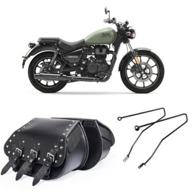 Imagem de Bolsa Alforge 3 Fivelas Cravos 32l Afastador Suporte Royal Enfield Met