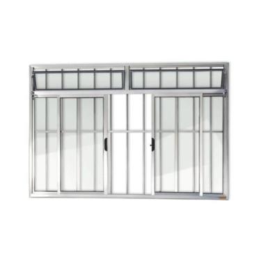 Imagem de Janela de Aluminio de Correr com Bandeira 100x120cm 4 Folhas com Grade