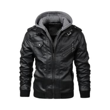 Imagem de Jaqueta Masculina Casual De Couro PU Para Motociclistas, Estilo Outono
