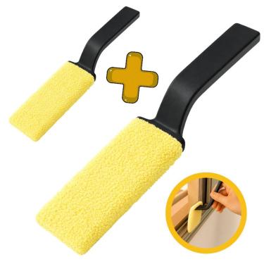 Imagem de Espátula Transpasse Limpa Box Frestas com Refil de Microfibra Veneziana Portas de Correr 2 Kits Preto OEM