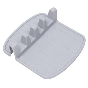 Imagem de Mimo Style Descanso Para Utensílio de silicone Cinza Com 4 Espaços para Armazenar e Organizar Seus Preparos de Comida. Livre de BPA e Resistente ao calor. Perfeito para Uso Culinário na sua Cozinha