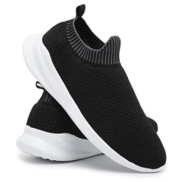 Imagem de Tênis Meia Masculino Tricô Elástico Confortável Casual Preto+branco 42