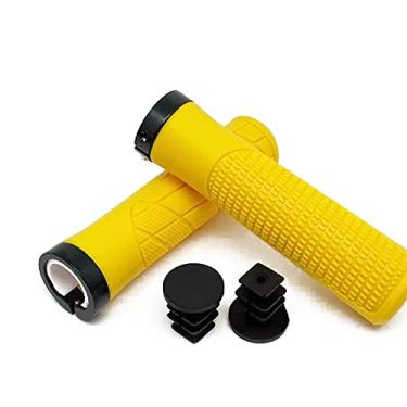 Imagem de BBxunsless Punho de bicicleta 22,2 x 135 mm Unilateral capa de aderência de anel de bloqueio PP/TPR antiderrapante, ergonômico, casual, alavanca de guidão para MTB, bicicleta de estrada (amarelo)