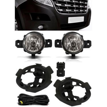 Imagem de Kit Farol de Milha Renault Master 2015 em Diante  Com Moldura e Botão Painel