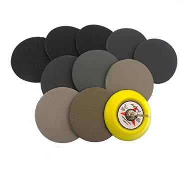 Imagem de SHENGANG 50 peças sortimento de lixa úmida e seca 80-7000 disco de lixadeira de 3 polegadas 75 mm com gancho e alça de lixa para madeira