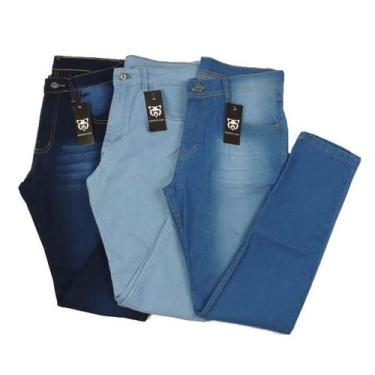 Imagem de Kit C/ 3 Calças Jeans Masculina C/Elastano Slim Skynni Oferta Ilimitad