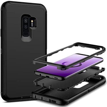 Imagem de Capa para Samsung Galaxy S9 Plus, capa protetora resistente de corpo inteiro para Samsung S9 Plus (sem protetor de tela), capa de telefone 3 em 1 à prova de poeira e choque para Samsung Galaxy S9 Plus, rosa/violeta