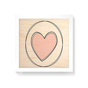 Imagem de Arte Maníacos Quadro decorativo com moldura caixa branca em Madeira - Coração Linhas Fundo Branco - 30x30cm