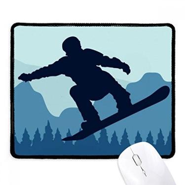 Imagem de Roupa de esqui e botas com estampa de esporte de inverno Mousepad com borda costurada Tapete de borracha para jogos