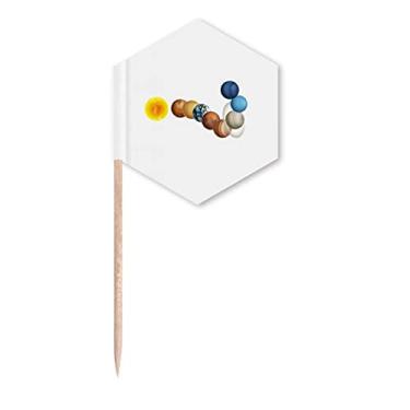 Imagem de Combinação de permutação planetária interrogação palitos bandeiras de palito, palitos de cupcake festa celebração