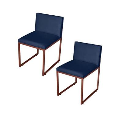 Imagem de Kit 2 Cadeiras Jantar Metálica Bronze Suede Vittar - Mafer - Móveis Ma