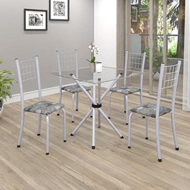 Imagem de Conjunto de Mesa Tubular 70x70cm Tampo em Vidro com 4 Cadeiras Dany Soma Móveis