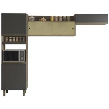 Imagem de Cozinha Compacta 5 Portas 260cm 10005 Oak Grafite Pln - Poliman