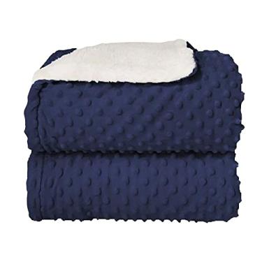 Imagem de Cobertor Donna Laço Bebê Plush com Sherpa Dots Bolinhas Azul Navy