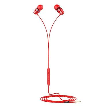 Imagem de Fone de ouvido com fio intra-auricular com microfone Metal Heavy Bass Fone De Ouvido Com Fio Com Controle de Volume Chamada Telefônica
