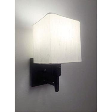 Imagem de Arandela Quadrada com Inter Liga e Cúpula Tecido, Vivare Iluminação, Arandela Parede2019 PRLLA, Preto, Pequeno