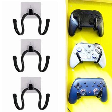 Imagem de Pmsanzay Pacote com 3 controles de jogos autoadesivos universais, organizador de armazenamento e suporte para Xbox One PS4 Switch Pro, fone de ouvido, cabos, etc. – Sem perfuração, cola