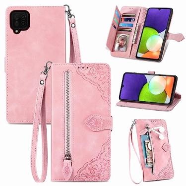 Imagem de Furiet Capa carteira compatível com Samsung Galaxy A22 4G de 6,4 polegadas com alça de pulso e suporte de cartão flip de couro, acessórios de celular, capa para celular para M32 M22 F22 A 22 22A G4