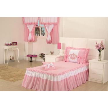 Imagem de Kit Cortina / Cobre Leito Colcha Infantil Menina Realeza Solteiro 01 E