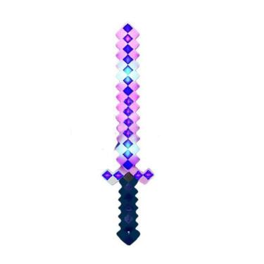 Imagem de Brinquedo Espada Pixel 58Cm Diamante Som E Luz À Pilha Azul