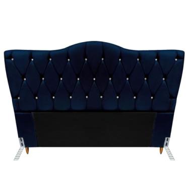 Imagem de Cabeceira Queen Size Casal Cama Box Quarto Barcelona 1,6m (Suede azul marinho)